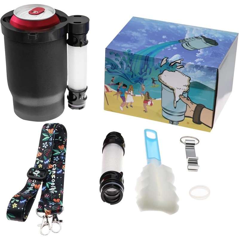 Portable Beer Funnel Cup With Detachable Expandable Hose, Can Cooler,