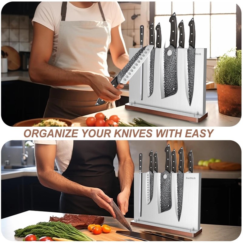 DAJOUJS Magnetic Knife Holder, Stainless Steel Magnetic Knife Block without