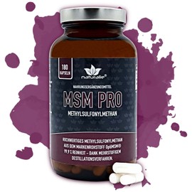naturalie® MSM PRO - 1.6 g pure methylsulfonylmethane per daily dose - 99.9% purity thanks to OptiMSM™ multiple distillation - no unnecessary additives - 180 capsules in BPA-free brown glass