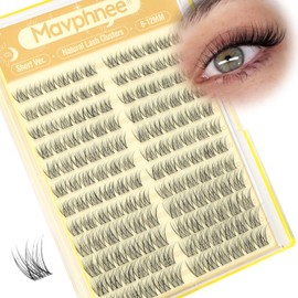 Mavphnee - Racimos de Pestañas Cortas Naturales, Extensiones de Pestañas en Racimo de 8-10-12MM, Pestañas Postizas Transparentes, Extensi...
