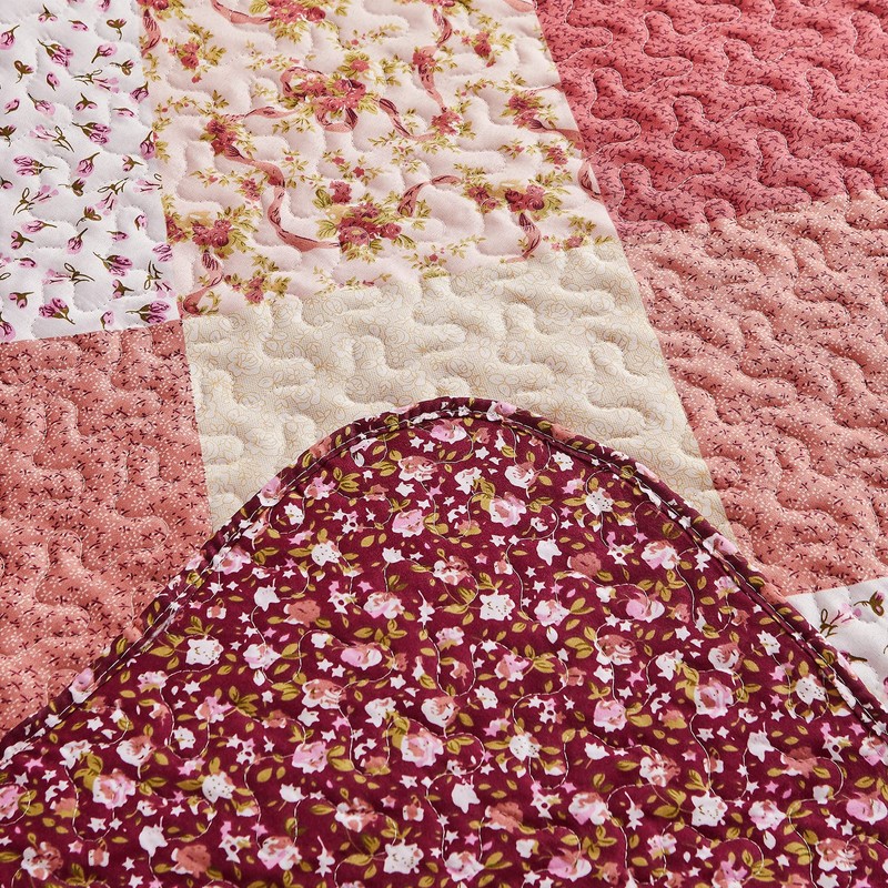 Qucover Patchwork Pillowcases 2 Pack Multicolor Floral Printed Pillow Cases