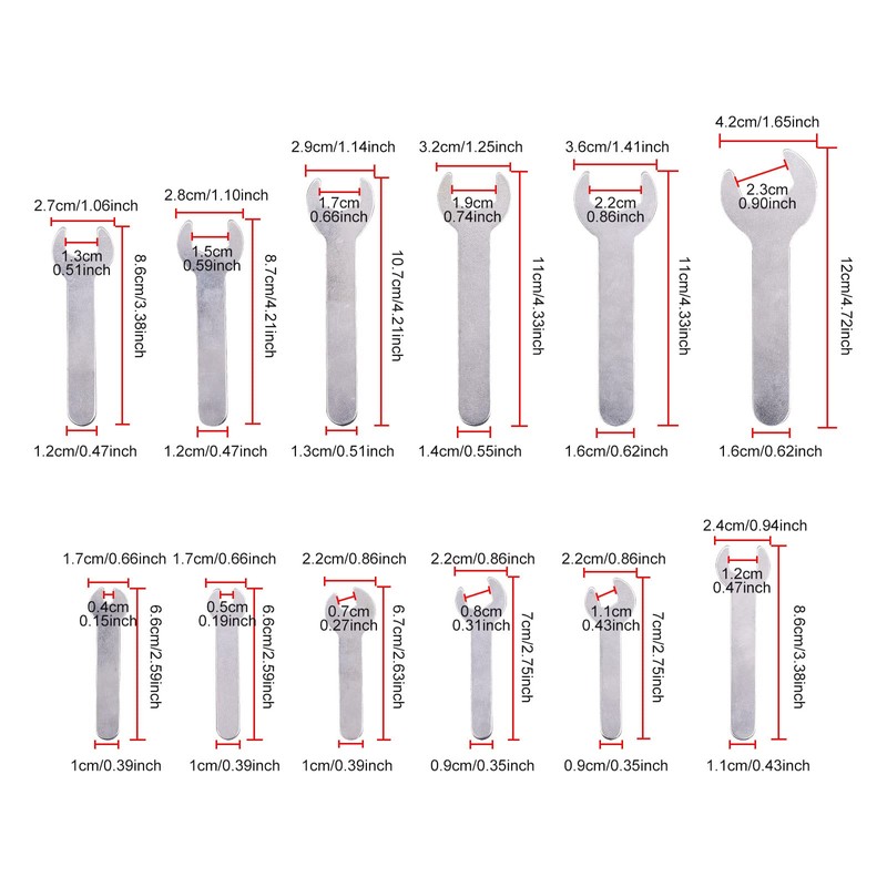 YnGia 12PCS Single Open Ended Wrench Set Silver Flat Spanner