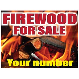 PP4U Custom Firewood for Sale Yard Sign, Printed 2 Sided - 18 x 24, Wire Stakes Included