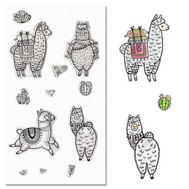 Cartoon Alpaca Clear Stamps for Card Making, Bird Stamps for Crafting Decoration, Animals Thankful Words Silicone Transparent Rubber Stamps for DIY Scrapbooking Embossing Album Decor Crafts Supplies