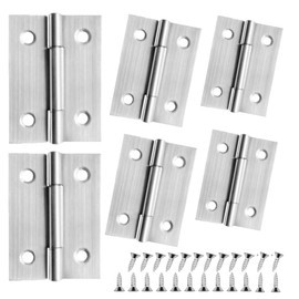 6 PCS 2 inches High-end Stainless Steel Mini Small Hinges with 48 Screws, Suitable for DIY Wooden Boxes, Small Cabinets, Jewelry Boxes Flat Hinges, Furniture, Woodworking Craft Project, Silver