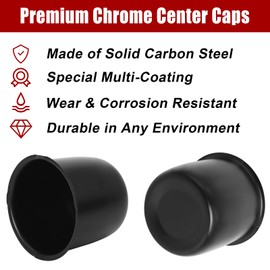 3.31 inch Center Caps Push Through， (4 Pack) Trailer Wheel Center Caps for Trailer Truck RV Wheel Rims 4 Closed-End Matt Black Carbon Steel 3.31" Bore 2.99" Tall Trailer Hub Caps Rim Hub Cover