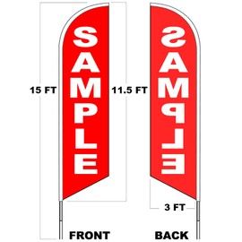 4 Less Co FOOD Windless Swooper Flag Feather Banner Large Sign 15 ft Tall Pole Spike Kit rq-h