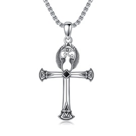 SIMONLY Ankh Necklace 925 Sterling Silver Eye of Horus Snake Necklace Egyptian Jewelry Christmas Birthday Gifts for Women Men Unisex