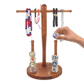 shinwinly Wooden Baseball/Softball Drip Necklace Organizer Holder，Baseball Ring Accessories And Baseball lifestyle,Wooden Softball Drip Ring Display Holder,Baseball Stuff Gift