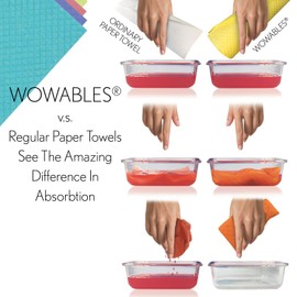 Wowables Reusable & Biodegradable Paper Towel - Yellow | 12 Sheets of Reusable and Washable Paper Towels | Replaces up to 13,260 Disposable Paper Towel Sheets | Dishwasher and Machine Washable