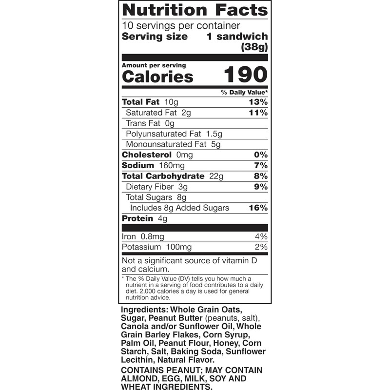 Nature Valley Biscuit Sandwiches, Peanut Butter, Snack Bars, 10 Bars,