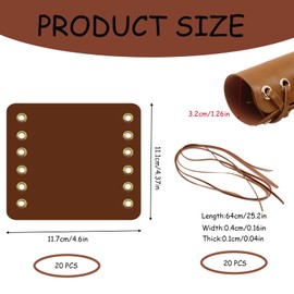 20 Pcs Leather Walking Stick Grip Kit, Leather Handlebar Grips Cover, Motorcycle Grip Covers Wraps for Motorbikes, Bicycles and Canes with 20 Pcs Strap 4.61 x 4.37 Inch