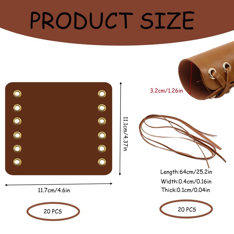 20 Pcs Leather Walking Stick Grip Kit, Leather Handlebar Grips