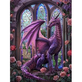 VAIIEYO 5D DIY Diamond Art Kits for Adults Dragon, Diamond Painting Animal, Paint by Numbers Full Drill Round Rhinestone Craft Canvas for Home Wall Decor Gift 12x16 inch-25