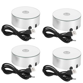 Tiiyee Light Base, 4Pcs Multicolor Crystal LED Light Base 3 Inch Auto Flashing Pedestal Color Show Stand Lighted Display Plate with Flat Top Surface for 3D Glass Art