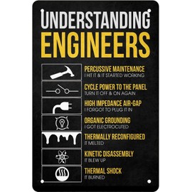 Vintage Metal Plaque Poster Understanding Engineers Plaque Wall Decor Gift Retro Metal Tin Sign For Bedroom Bathroom Restaurant Farm Cafe Theater 8x12 Inch