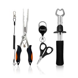 Oujisei Fishing Gear 5 pcs Fishing Accessories for Saltwater/Freshwater Stainless Steel Fishing Equipment for Men/Angler/Fisherman/Dad/Grandpa