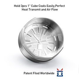 KITOSUN Shisha HMD Smokebox Stainless Steel - Shisha Accessories WatchHMD Charcoal Heat Management Device Stainless Steel HMD Carbon Holder Easy to Hold 3 Pieces 26 mm Coconut Coals (APwatchHMD Steel)