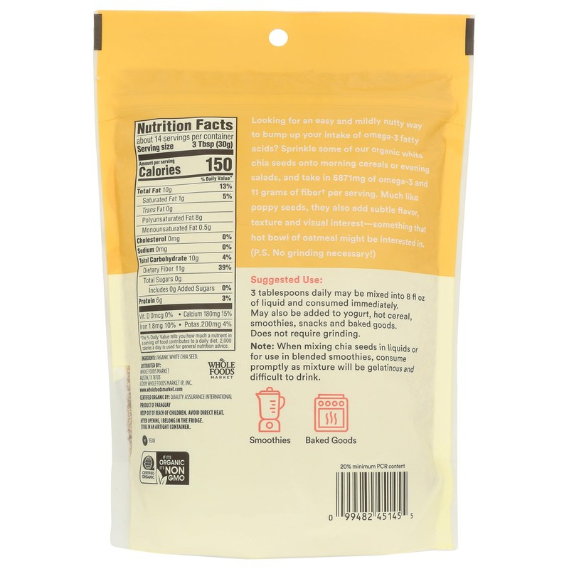 365 by Whole Foods Market, Organic White Chia Seed, 15