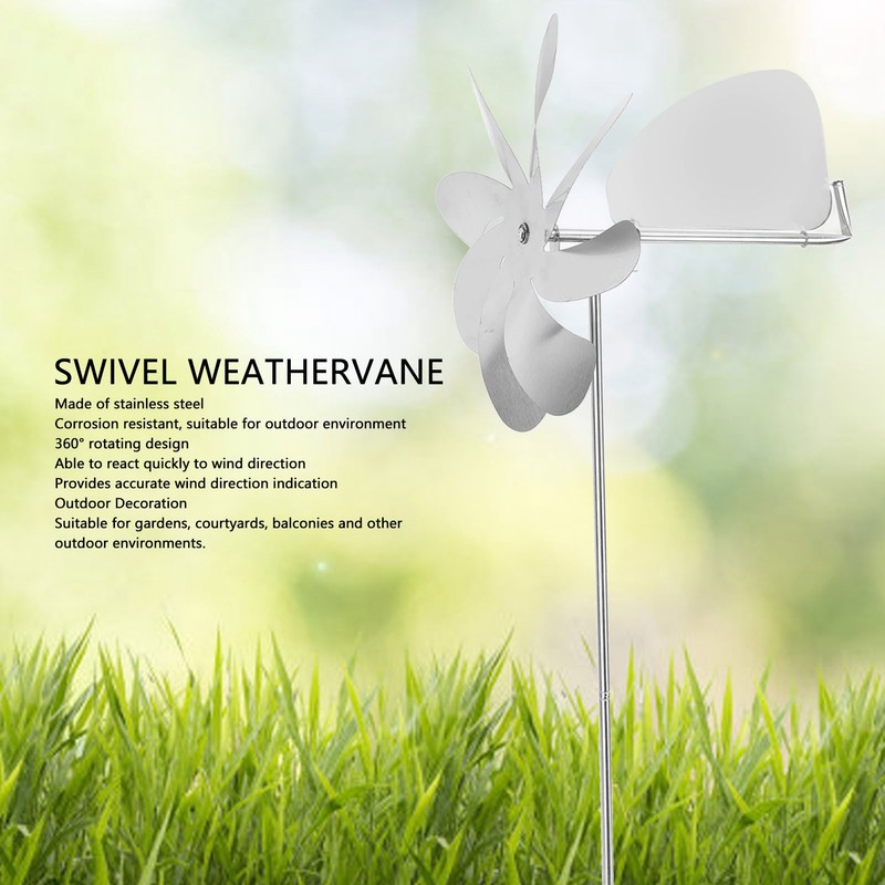 360 Degree Rotation Swivel Weathervane Stainless Steel Windmill Weather Vane