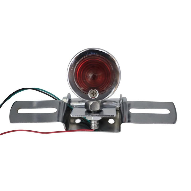 SZYUMO Red Lens Silver Motorcycle Tail Light Brake License Plate