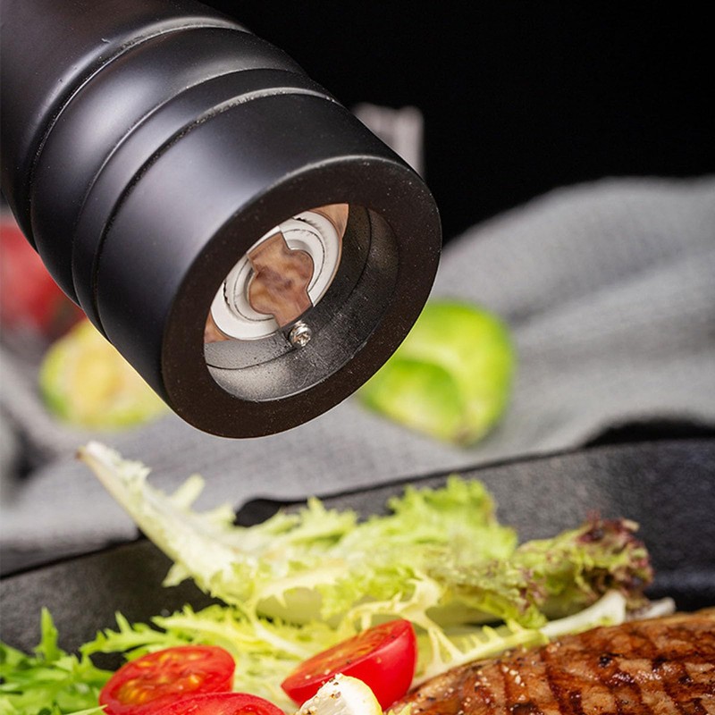BINHAI Black Set Salt Pepper Mill,Wooden Pepper Grinder Manual Mills