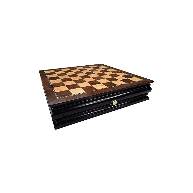 Vada Burl Wood Inlaid Chess Cabinet with Drawer, Medium 13