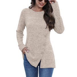 Sweaters for Women Fall Fashion 2022 Long Sleeve Tunic Tops to Wear with Leggings Apriot X-Large