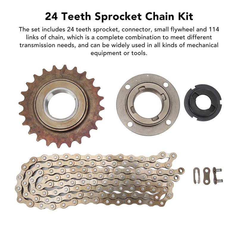 Drive Sprocket Chain Combo 24 Teeth Sprocket 144 Links Chain