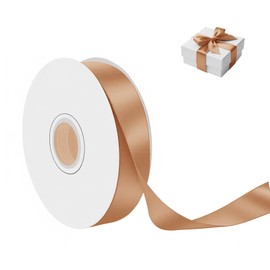 Champagne Gold Satin Ribbon 1 Inch Wide x 50 Yards, Luxury Double Faced Polyester Ribbon for Wedding Decor, Gift Wrapping, Party Crafts, DIY Bows and Holiday Projects