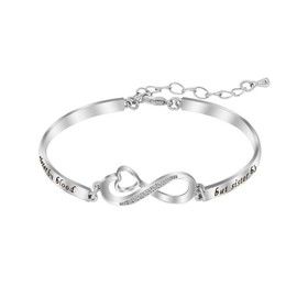 Infinity Bracelet Women's 925 Sterling Silver, Infinity Bracelet Women's 925 Sterling Silver, Infinity Love Heart Bracelet with 5A Zirconia Adjustable Bracelet for Mother's Day Jewellery Gift,