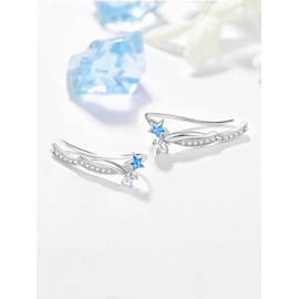 KINGWHYTE Climber Earrrings 925 Sterling Silver Shooting Star Cubic Zirconia Meteor Earrings Ear Crawler Cuff Earrings Clips for Women Girls