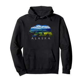 Alaskan Bear with Mountains Lakes & Sky HOODIE Pullover Hoodie