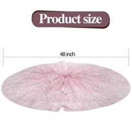 Christmas Tree Skirt Ruffle Glitter Shiny Xmas Tree Tulle Skirt Sequin Double Layers Xmas Trees Round Mat for Christmas Valentine's Day Party Decoration Indoor Outdoor (Rose Gold, 48 Inch)