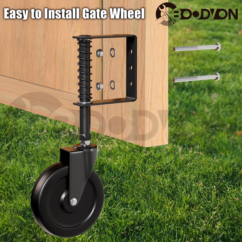 BOODVON 5" Heavy Duty Gate Caster, Spring Loaded Gate Wheels,