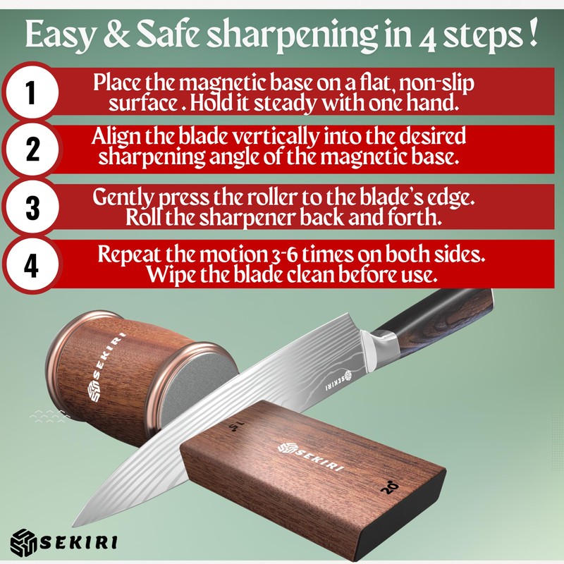 Knife Sharpening Kit & Kitchen Knife Bundle. Premium Diamond and