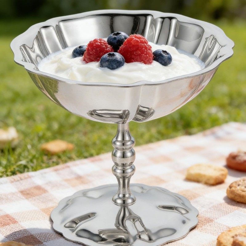 CONGARTENO Vintage Stainless Steel Dessert Cup 4.37In High Footed Ice