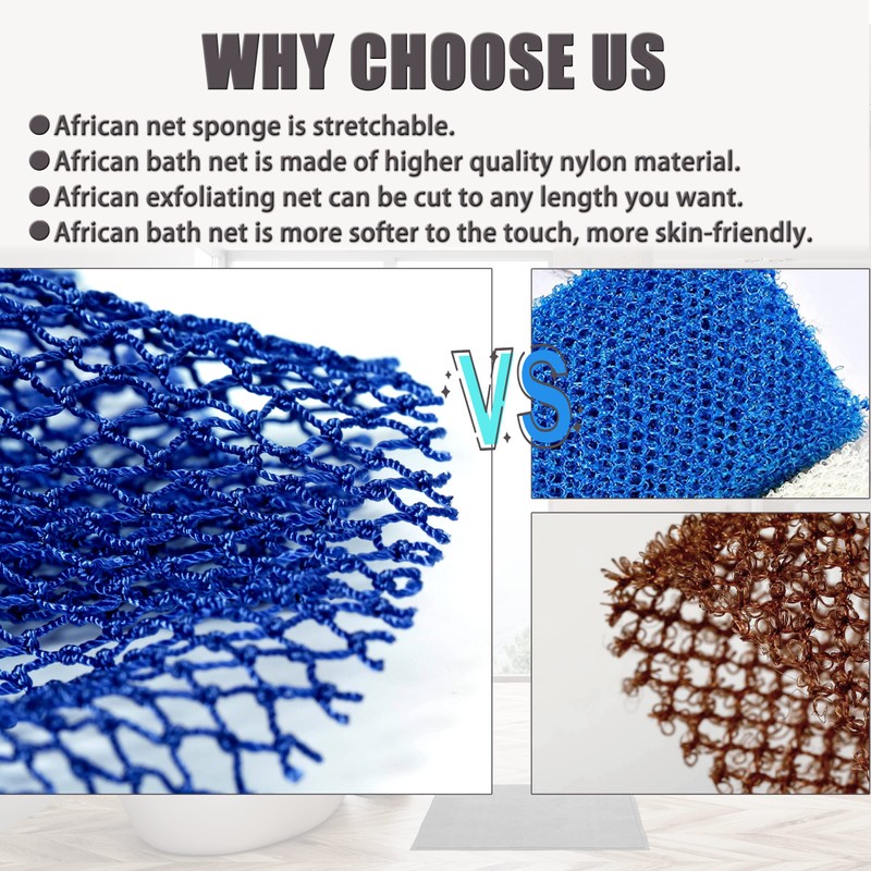African Net Sponge, 2 Pieces Exfoliating Premium Nylon Bathing/Wash Net