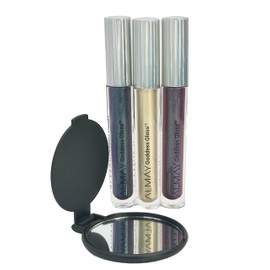 GoodGrabs Multi-Pack of Almay Goddess Gloss - Ethereal, Gilded & Enchanted - Bundle with 2.5” Compact Mirror (Mirror Color Will Vary)