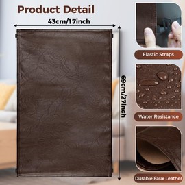 NZDWZDN Headrest Cover for Recliner Chair Recliner Headrest Protector Faux Leather Headrest Cover with Elastic Straps Couch Headrest Covers for Furniture Sofa Protector 17 x 27In(Chocolate Brown)