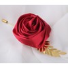 Faux Silk Rose Men Suit Boutonniere, Artificial Flower & Golden