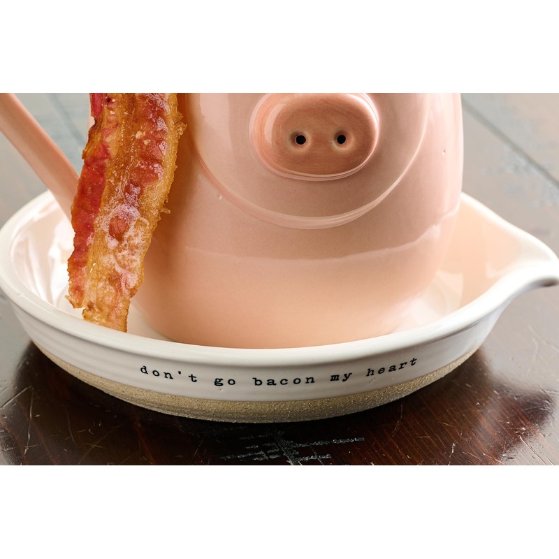 Mud Pie 6" x 7" Farm Pig Bacon Cooker, Pink