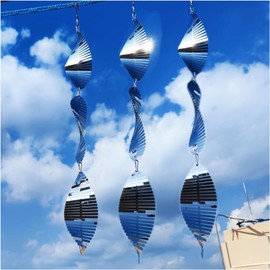 TFANUO Metal Bird Deterrent Disc Set, Reflective Double-Sided Bird Reflectors, Stainless Steel Wind Chime Garden Decoration, Bird Devices Deterrent to Scare Birds Away from Yard Patio Farm