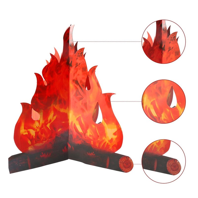 Luckious Brand 3D Decorative Cardboard Campfire Centerpiece - Artificial Fire,
