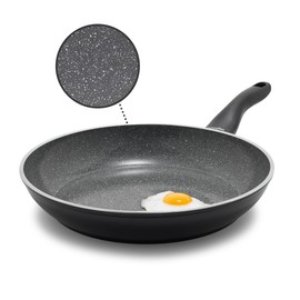 Lumenflon Rigoletto 11” Nonstick Frying Pan Skillet, Made in Italy, Vesuvio Layered Ceramic PFAS-Free Surface, Induction Ready, Dishwasher & Metal Utensil Safe, Granite Finish, Stay-Cool Handle, Black
