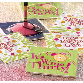 Cypress Home Square Clear Acrylic Cocktail Coaster Napkin Holders, Set of 6 - Coasters Only, Napkins Sold Separately -  5”L x 5”W