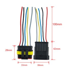 ESUPPORT 5 Pin Way Car Auto Waterproof Electrical Connector Plug Socket Kit with Wire AWG Gauge Marine Pack of 5
