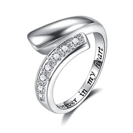 Sterling Silver Urn Ring for Ashes: Women Cubic Zirconia Ash Ring Memorial Cremation Jewelry Bereavement Keepsakes Gift for Loss of a Loved One, Sterling Silver, Cubic Zirconia