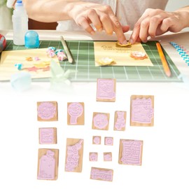 Sellos de Goma de Madera Vintage, Delicados Sellos de Estilo Cereza para Planificador Diario de Arte Artesanal (Tipo 2)