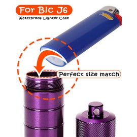 Waterproof Lighter Case Cover Holder for BIC Regular Lighters Sleeve Type J6 Outdoor Survival Multipurpose Seal Lighter Pouch (Purple) for Hiking, Travel, Camping, and Emergency Preparedness